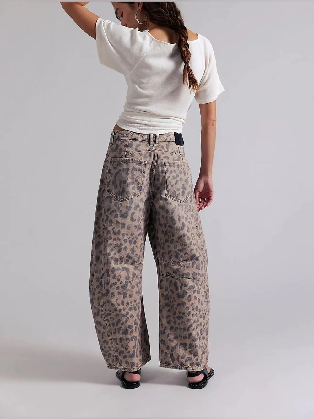 Free People Good Luck Printed Barrel Jeans